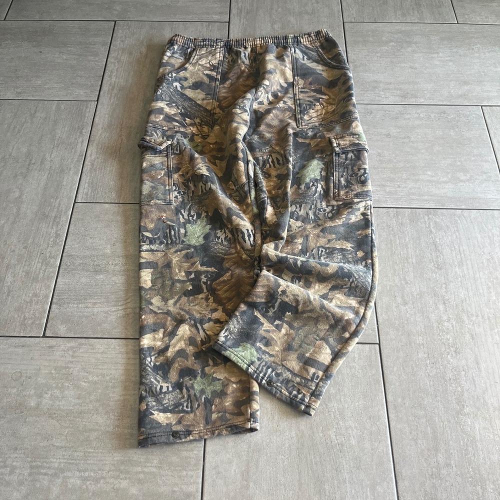 Jerzees Outdoors Mossy Oak Camo Cargo Sweatpants Mens 35x29 Forest Camouflage